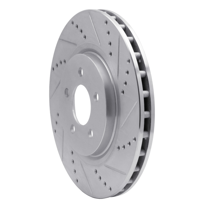 Ford Mustang Brake Rotor (1) - Front Right - R1 Concepts - Drilled & Slotted - Silver - `94-`04